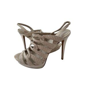 ELIE TAHARI Taupe Beige Leather Slingback Heels Size 39/9